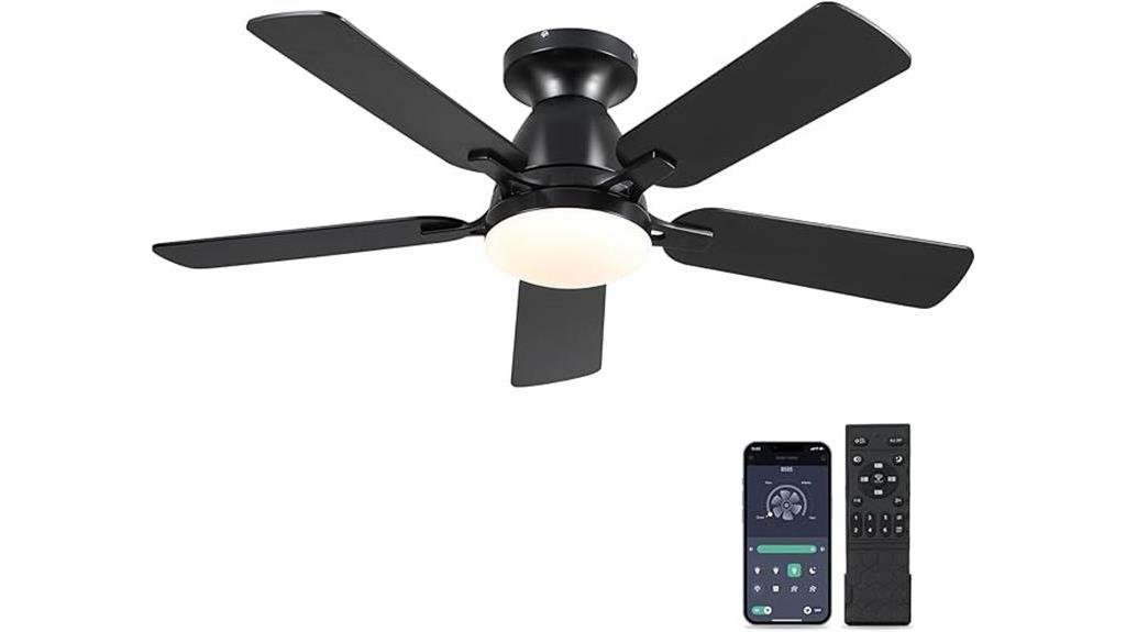 black remote controlled fan with lights