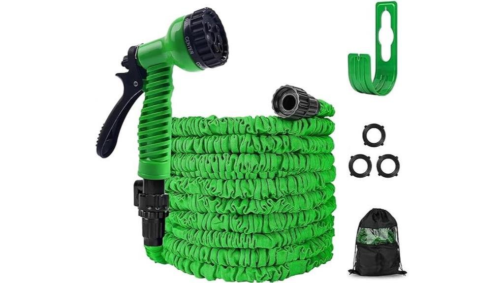 expandable garden hose with spray nozzle