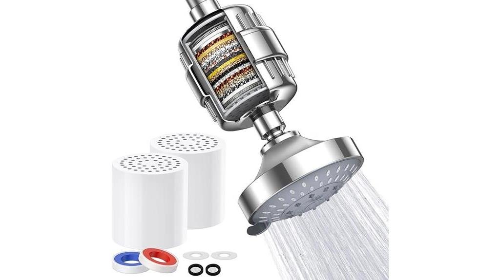 filtered shower head with 20 stage filter in chrome finish
