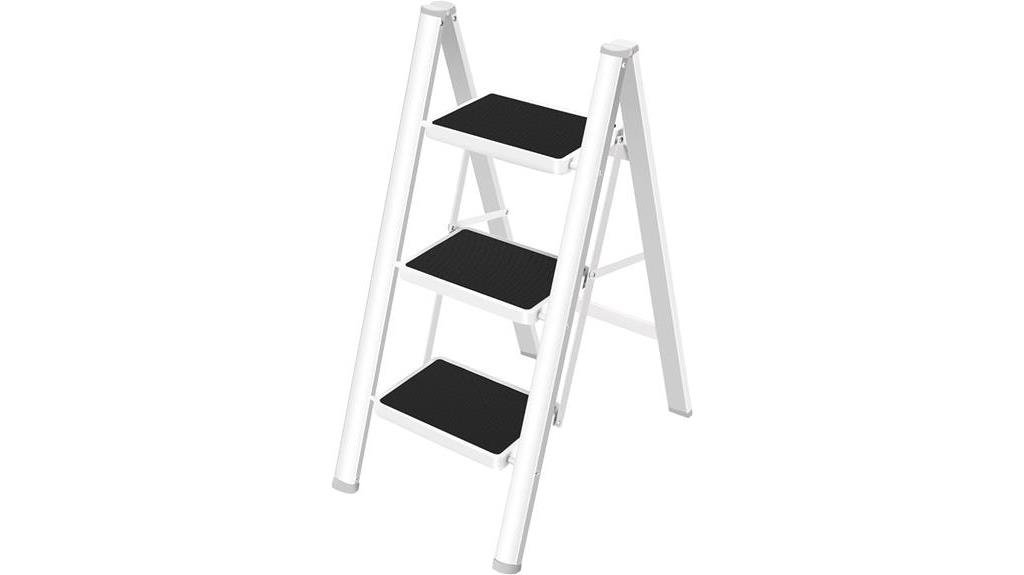 foldable white step ladder
