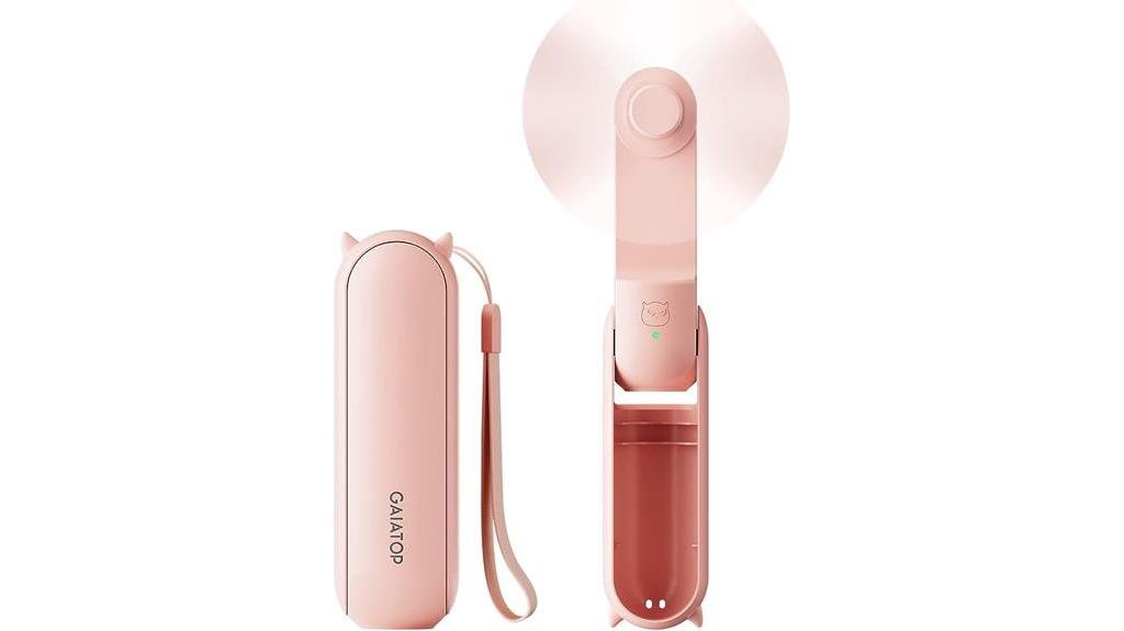 pink rechargeable handheld fan