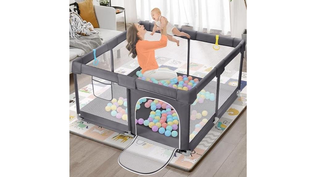 durable grey playpen for babies and toddlers